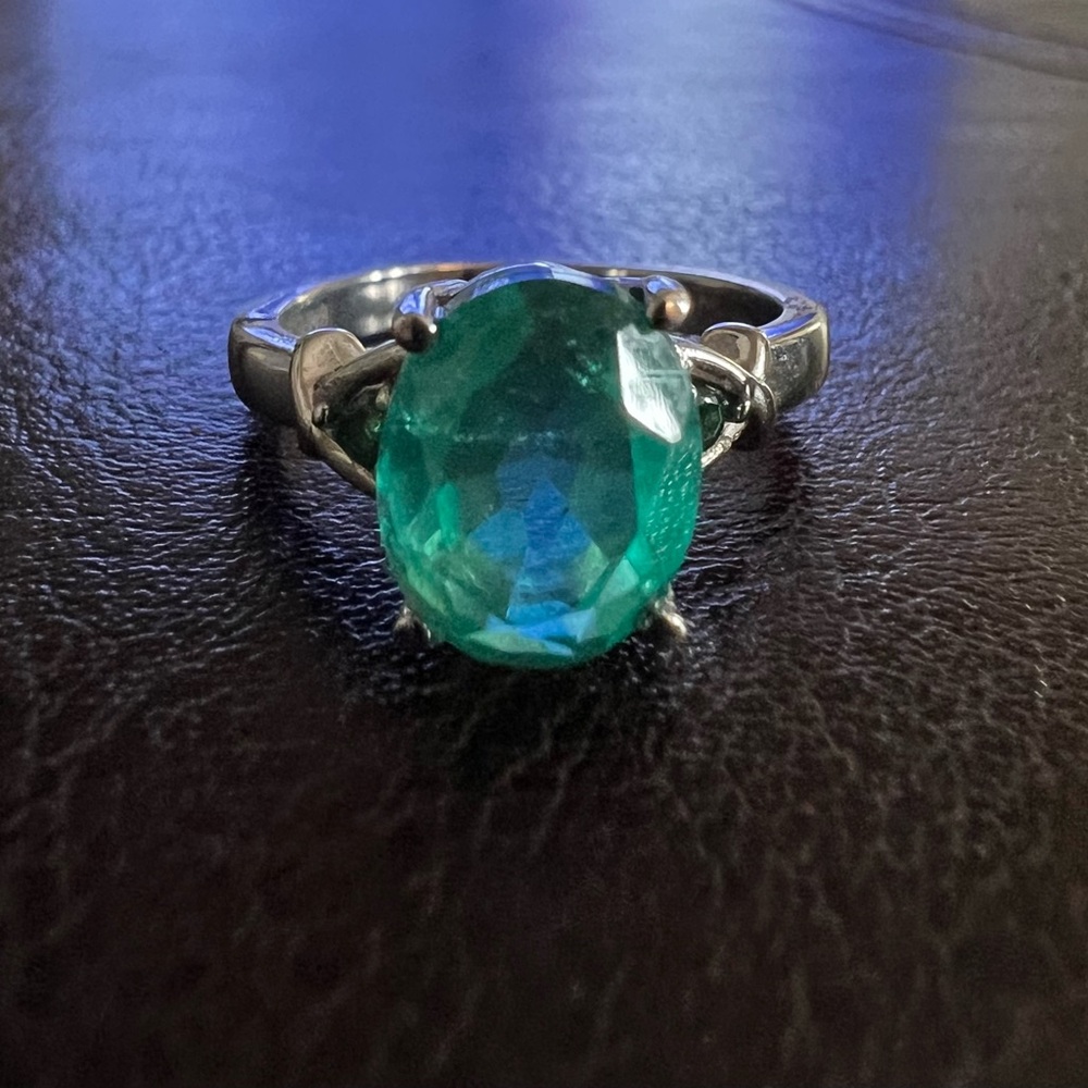 Aqua Blue Quartz Gemstone Ring With Stainless Steel